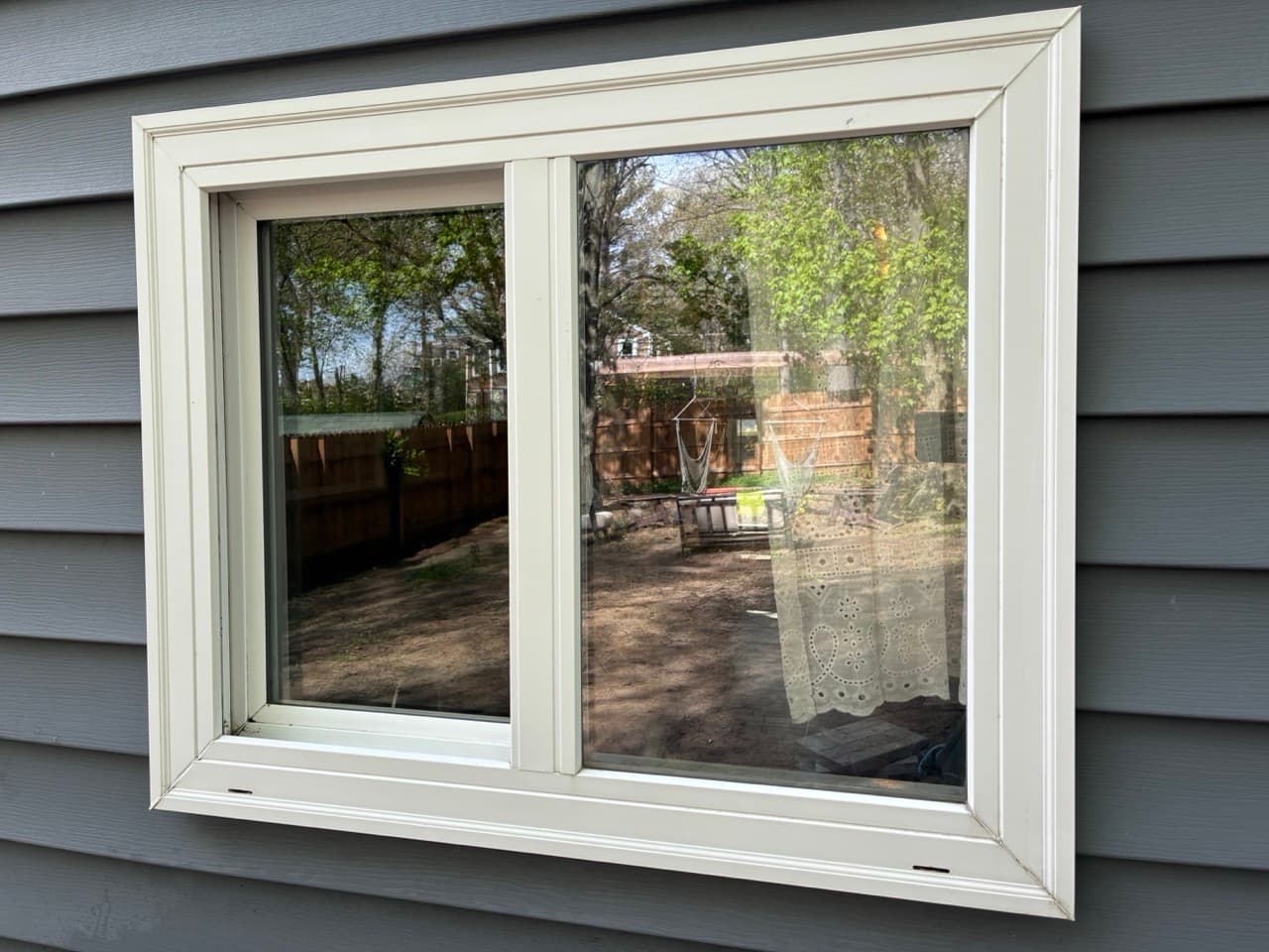 Freshly cleaned windows on an Austin's Window Cleaning job site